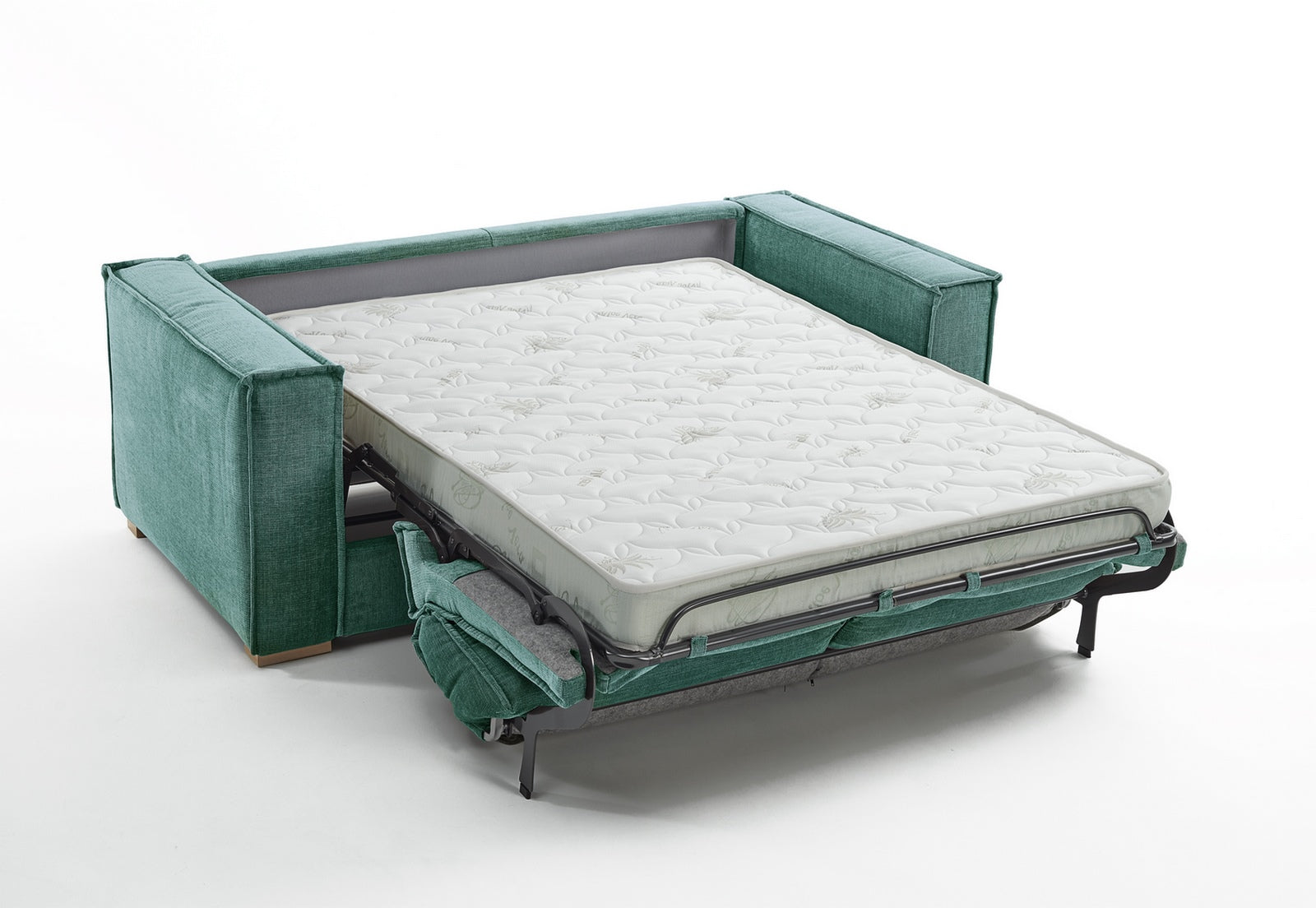 Canapé 3 places convertible express ISABELLA Bleu Canard - Couchage 140 cm - Matelas H 17 cm