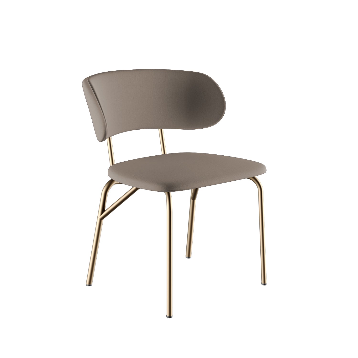 Lot de 2 Chaises Futura   avec  structure en metal  verni bronze et revetement assie et dossier multistrates recouvert de velour Beige Default Title